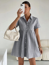 Siren Gaze Women's Casual Striped Front Button Short Sleeve Dress, Summer